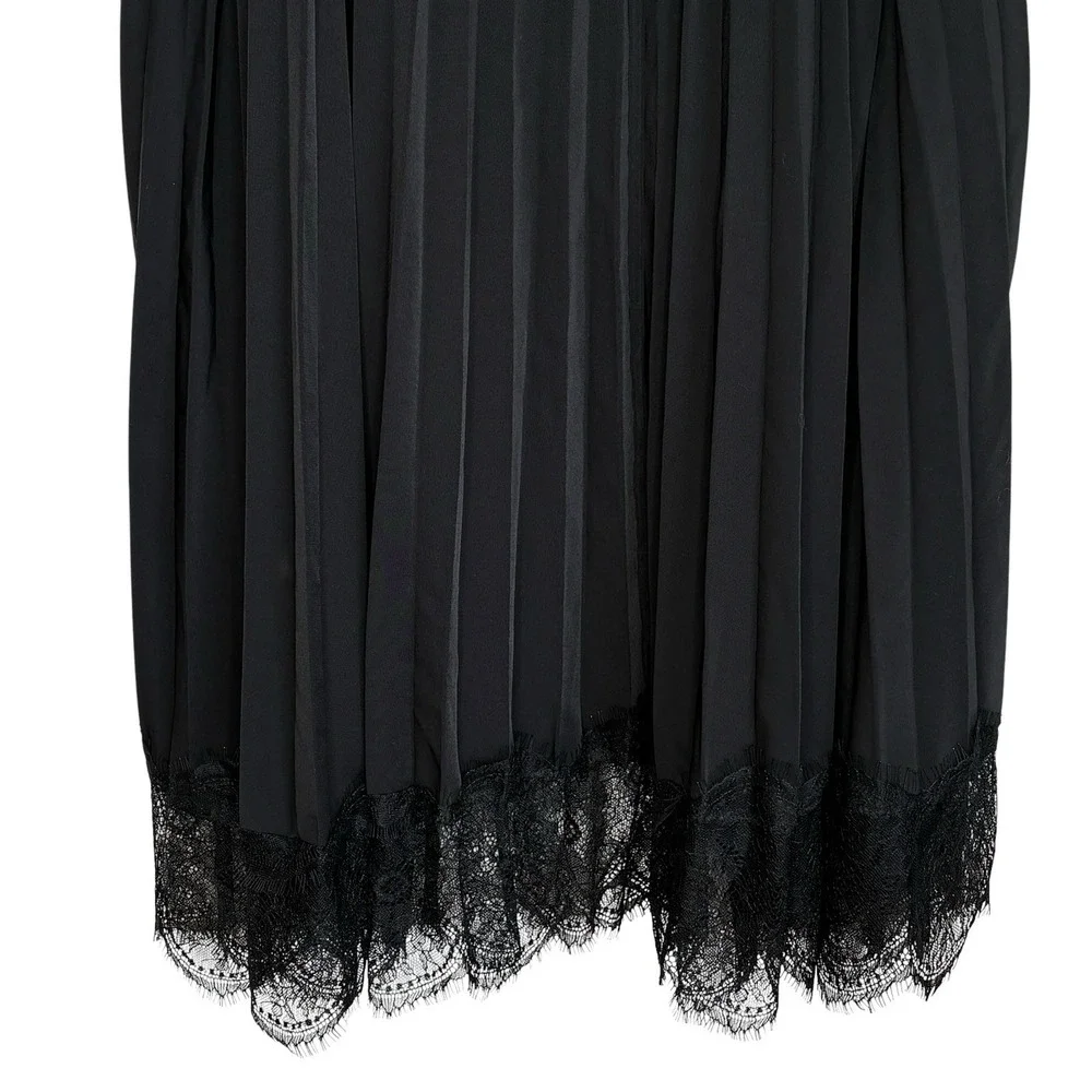 Zero Degrees Celsius Pleated Plaid Lace Skirt S Preppy Steampunk Midi Whimsigoth